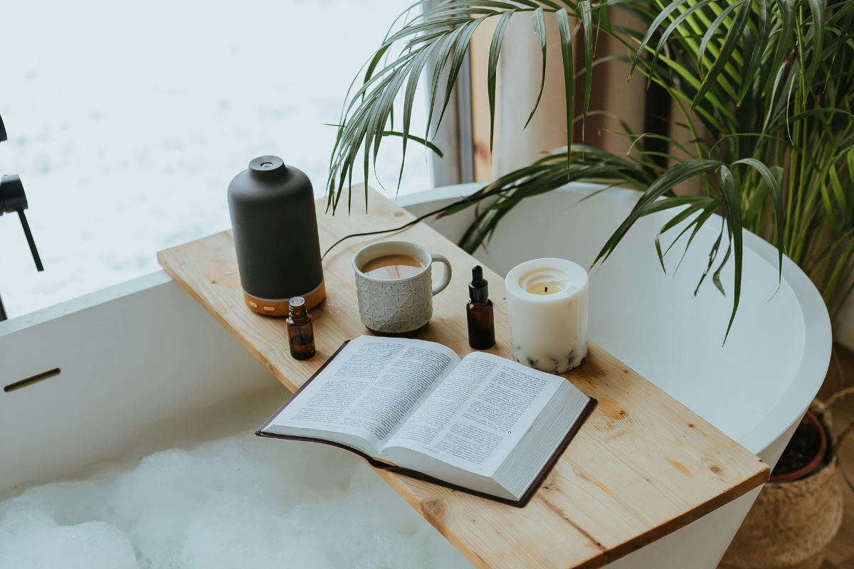 A bath with candles